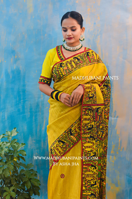 SUHAGAN Handpainted Madhubani Chanderi Saree