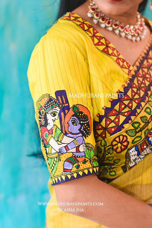 NANDLAAL KANHAIYA Handpainted Madhubani Chanderi Silk Blouse