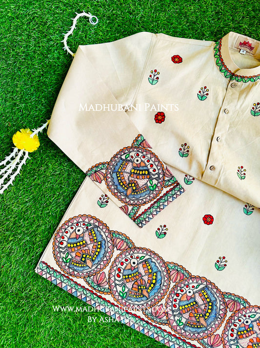 Mayuri Hand-painted Handloom Men's Cotton Kurta