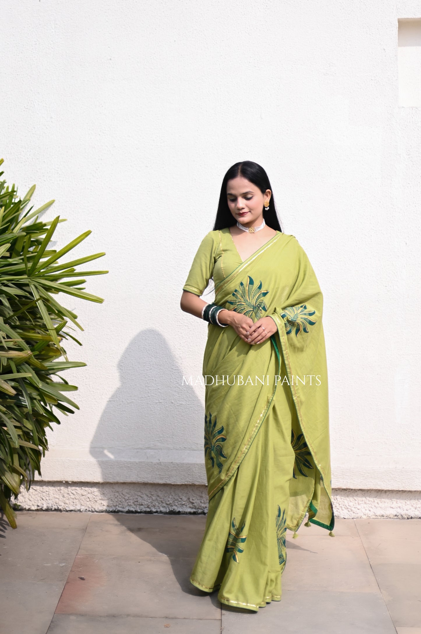 GREEN WHISPER SAREE BLOUSE SET