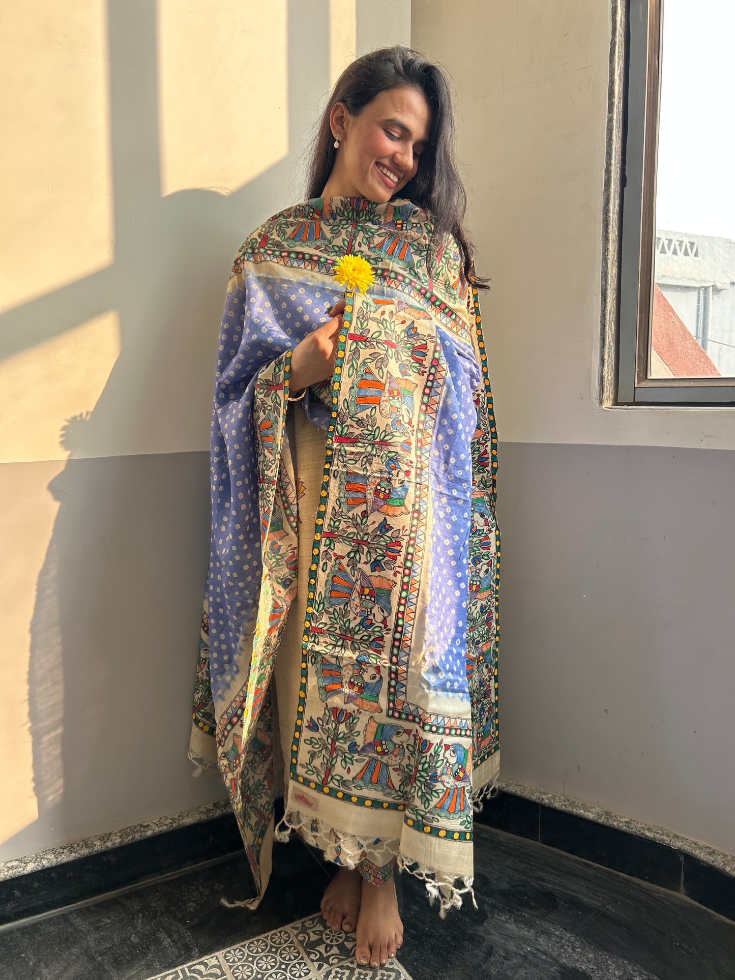 Aasmani Mor Bandhini Dupatta