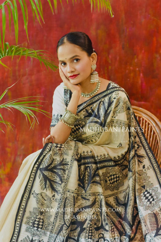 'MANMOHANA KRISHNA' Chanderi Saree Blouse Set