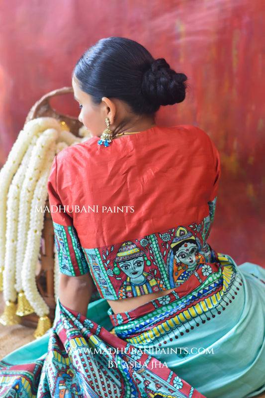 AASMANI MANGALYA Hand-painted Madhubani Tussar Silk Blouse