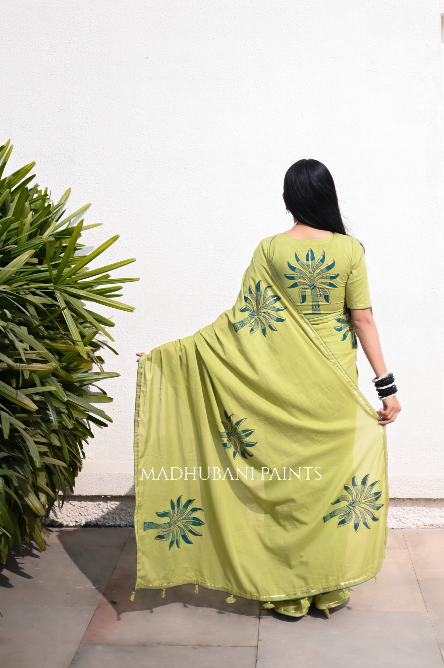 GREEN WHISPER SAREE BLOUSE SET