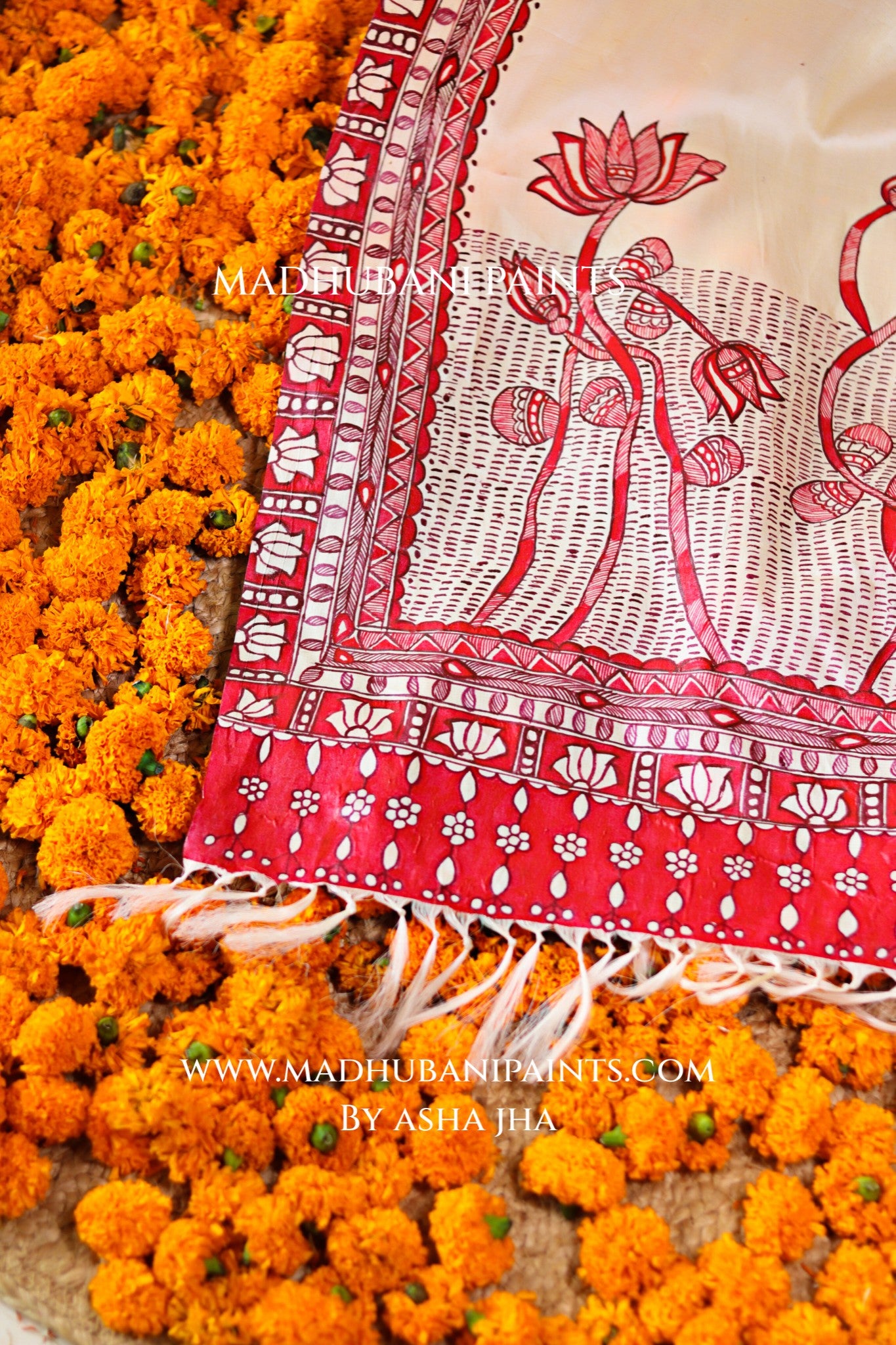 KAMALAKSHI Chhath Puja Handpainted Madhubani Tussar Silk Saree