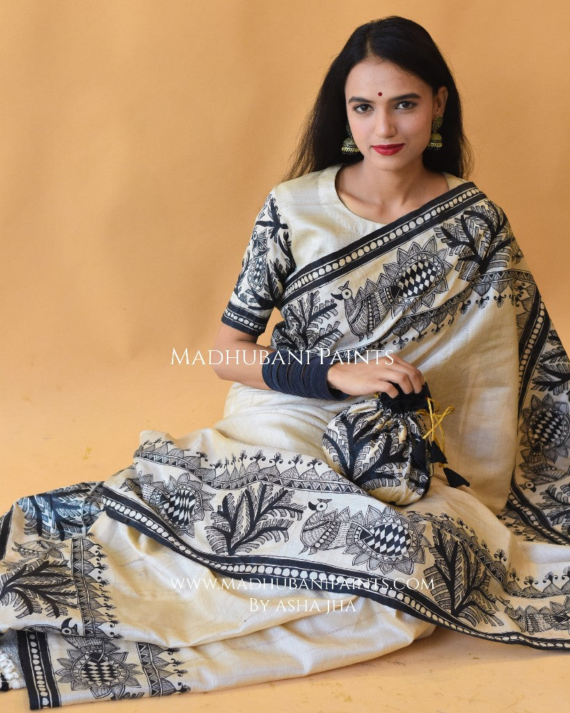 'MANMOHANA KRISHNA' Tussar Silk Saree Blouse Set