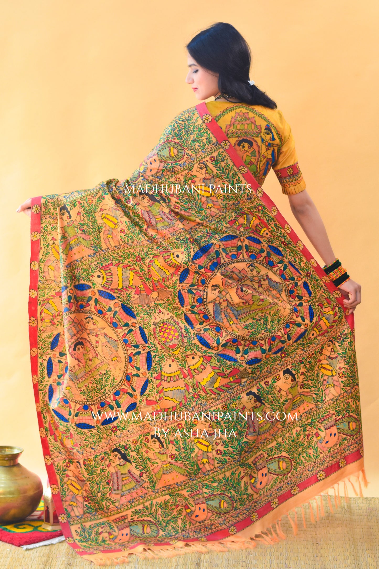 SAUBHAGYA Hand-painted Tussar Silk Saree