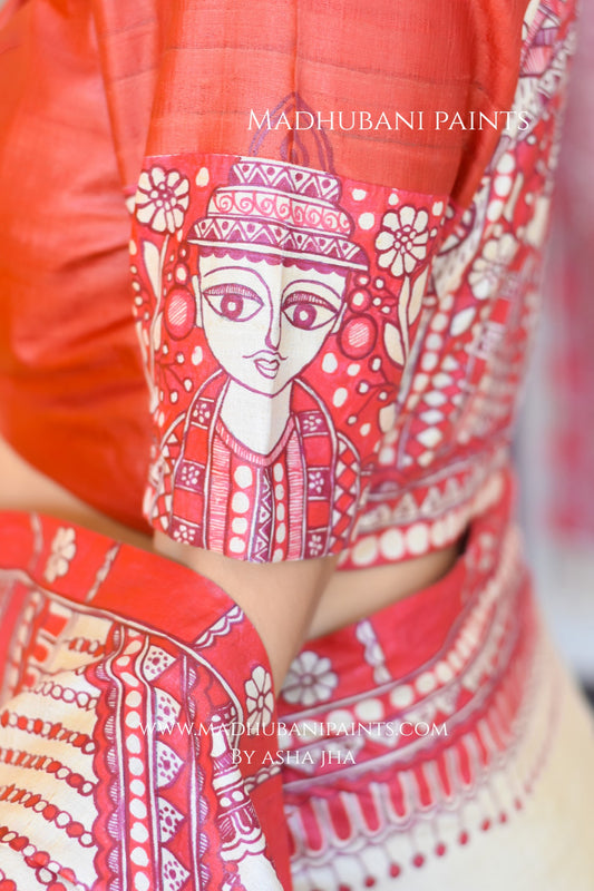 MADHUBANI MANGALYA Hand-painted Madhubani Tussar Silk Blouse