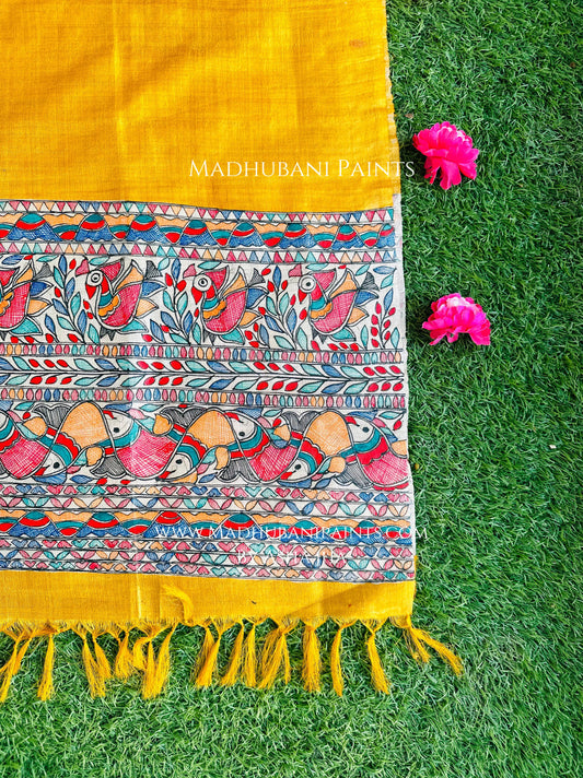 Surmai Mayur Border Tussar Silk Stole