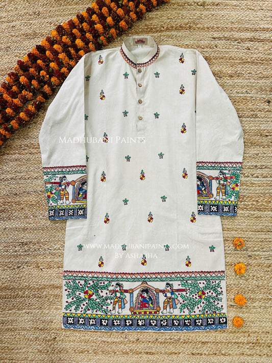 Doli Kahaar Hand-painted Handloom Men's Cotton Kurta