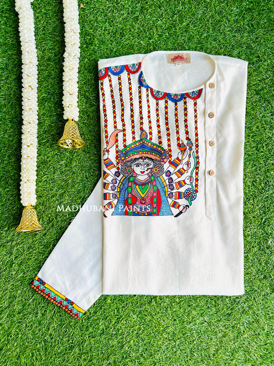 ROOPAVARDHINI Hand-painted Madhubani Men's Cotton Kurta