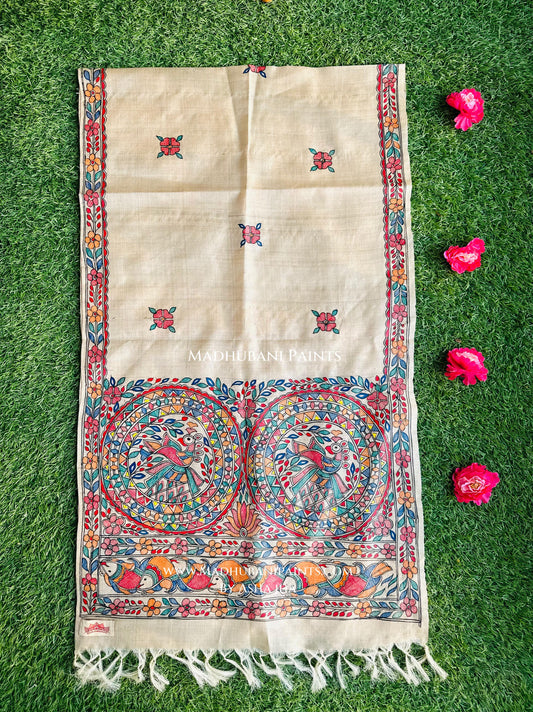 Surmai Mayur Mandala Tussar Silk Stole