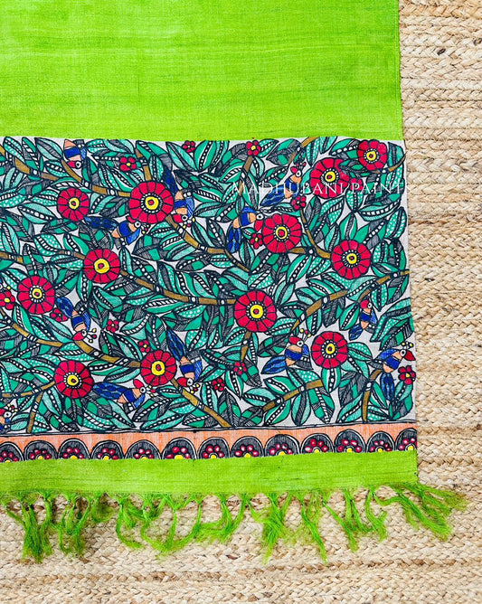 Morni Hariyali Tussar Silk Stole