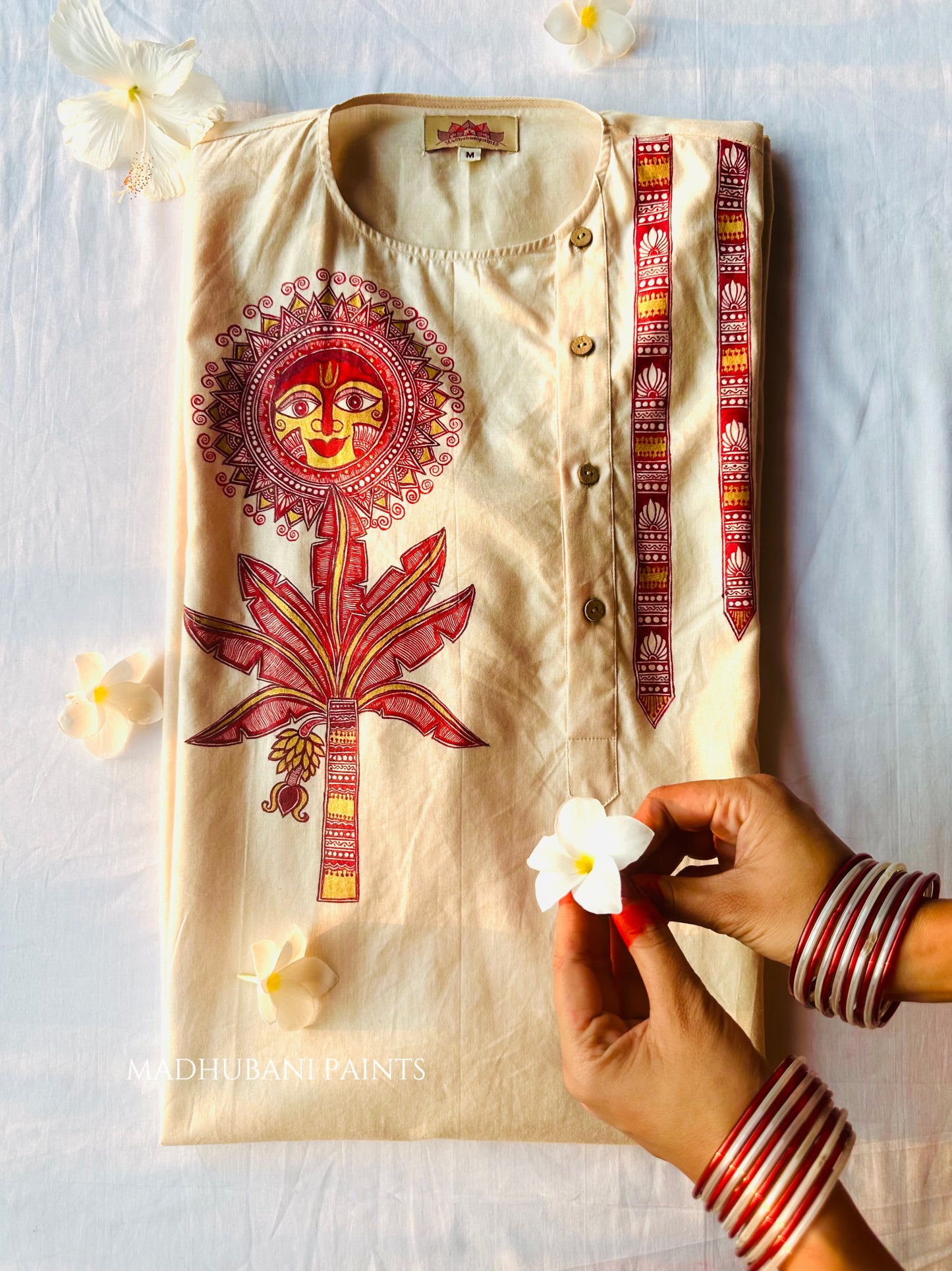 Suruj Dev Hand-painted  Madhubani Men's Cotton Kurta