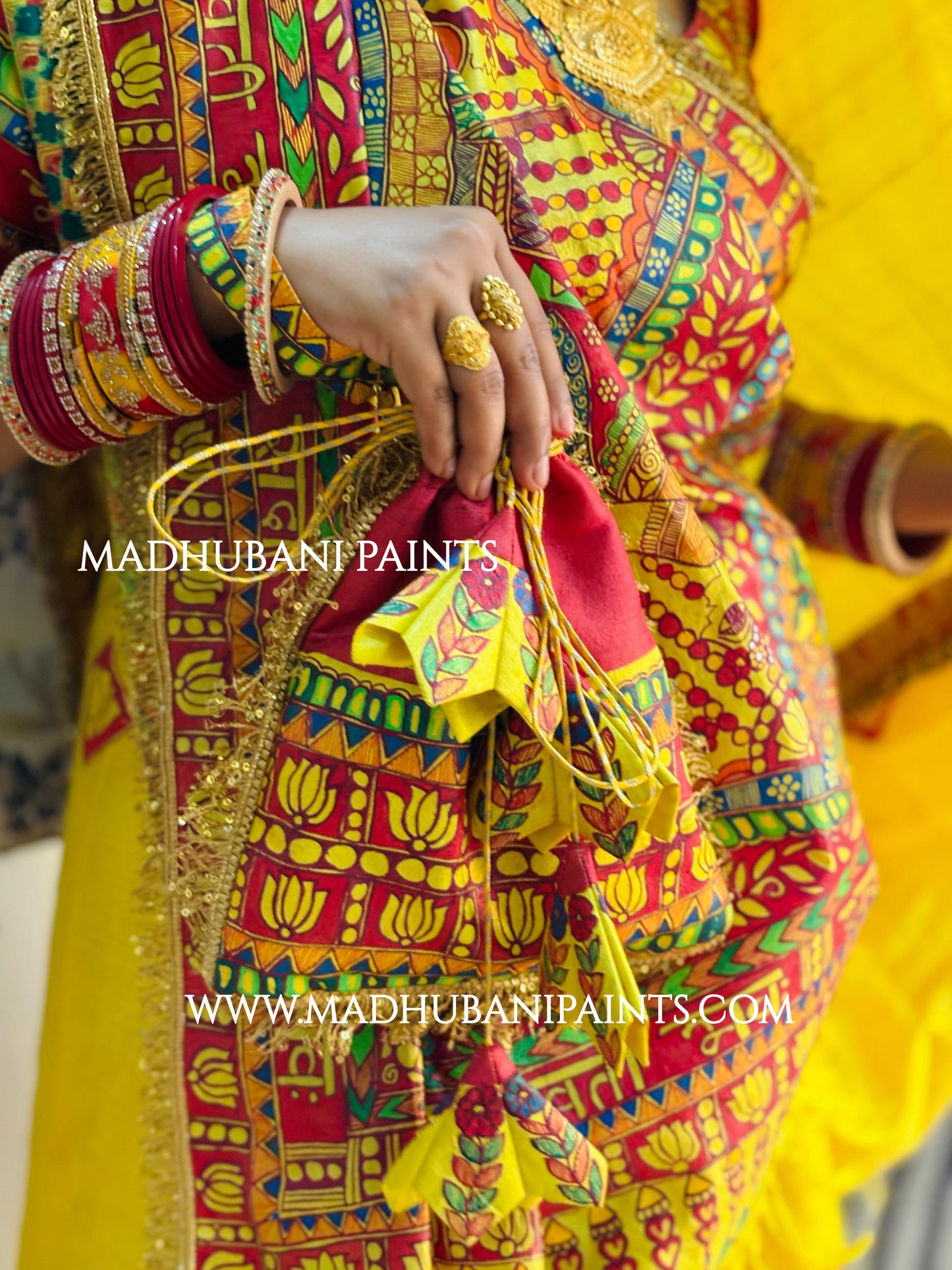 MITHILA VIVAH SINDOORDAAN Hand-painted Madhubani Tussar Silk Saree