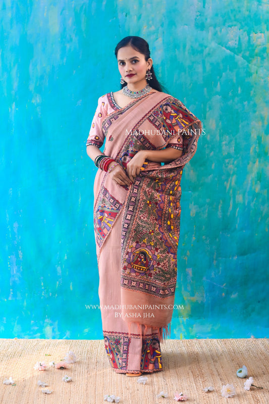 DOLI DARPAN Handpainted Madhubani Chanderi Saree