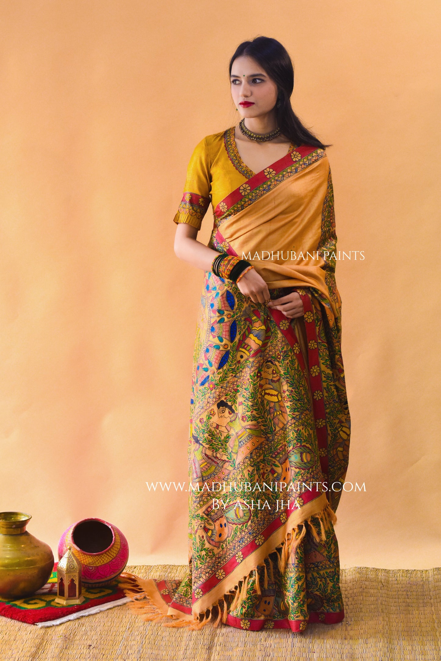 SAUBHAGYA Hand-painted Tussar Silk Saree