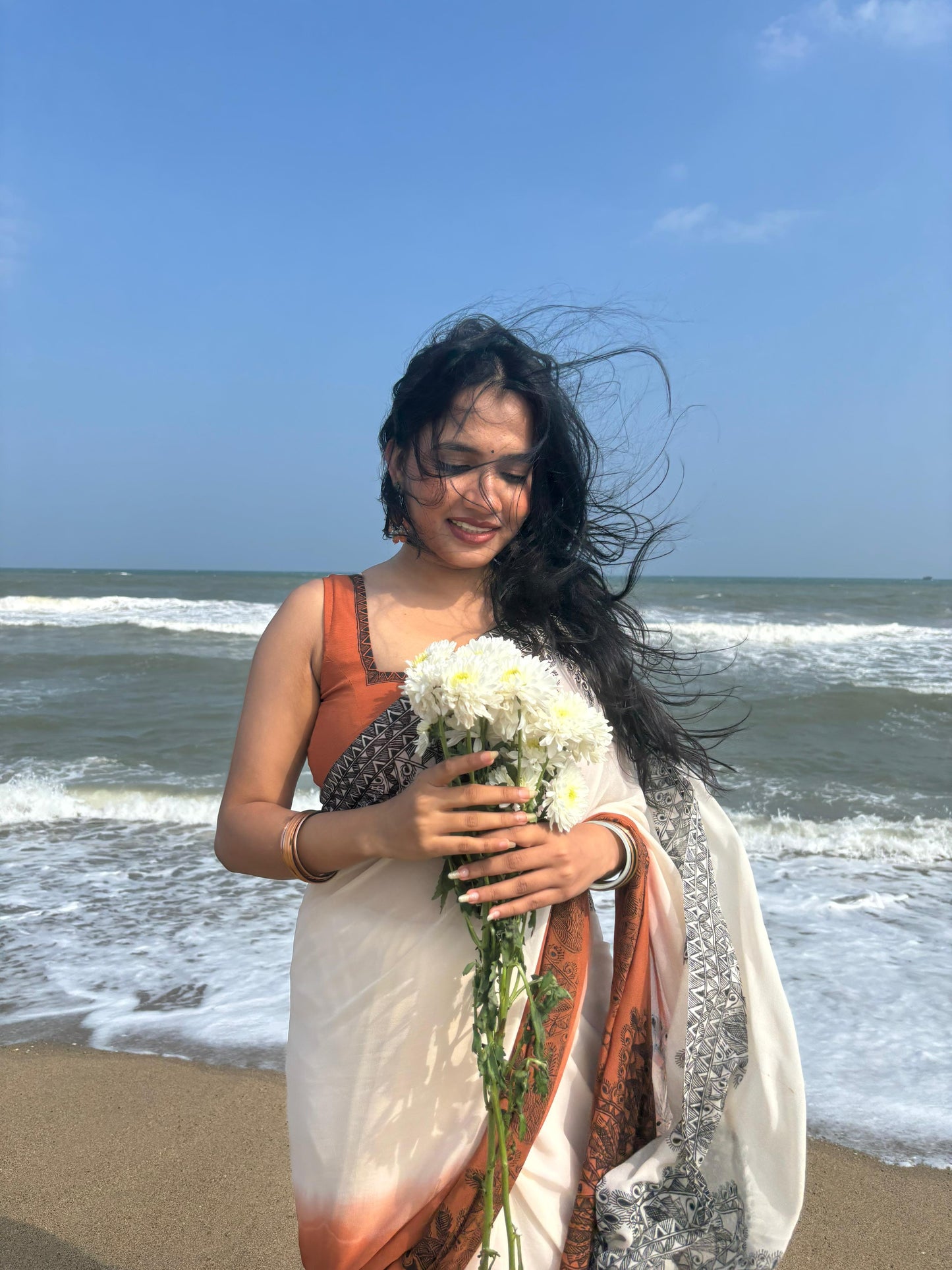 KASTURI Handpainted Madhubani Georgette Saree