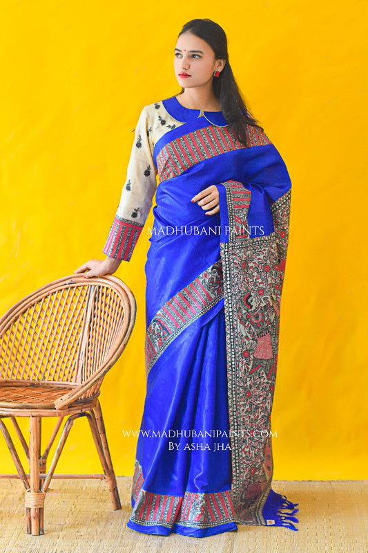BHAGWATI Hand-painted Tussar Silk Saree