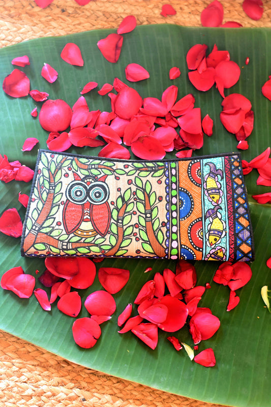 Owl Madhubani Clutch