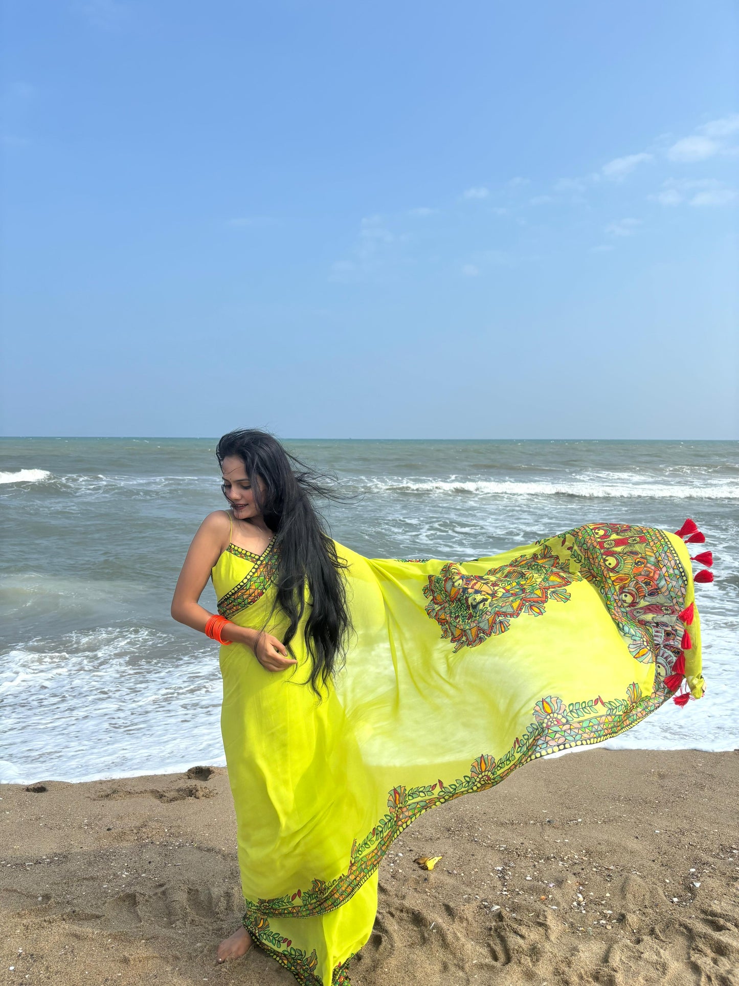 MRIDULA Handpainted Madhubani Georgette Saree
