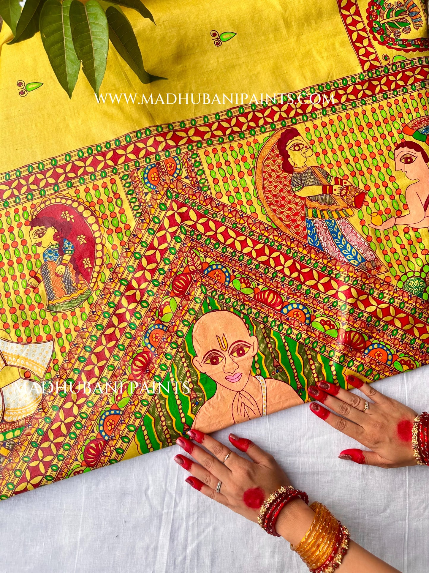 UPNAYAN Hand-painted Madhubani Tussar Silk Family Set