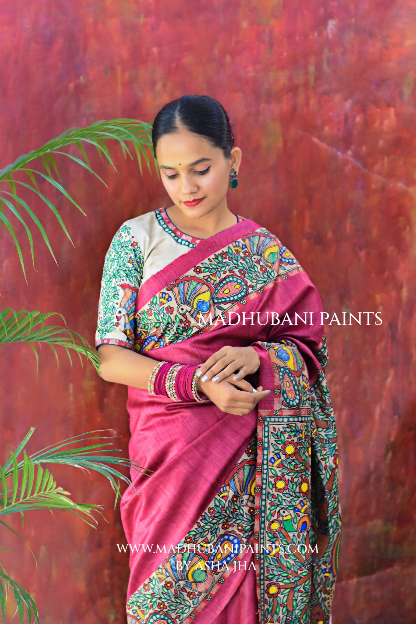 RASRAJ Hand-painted Madhubani Tussar Silk Saree
