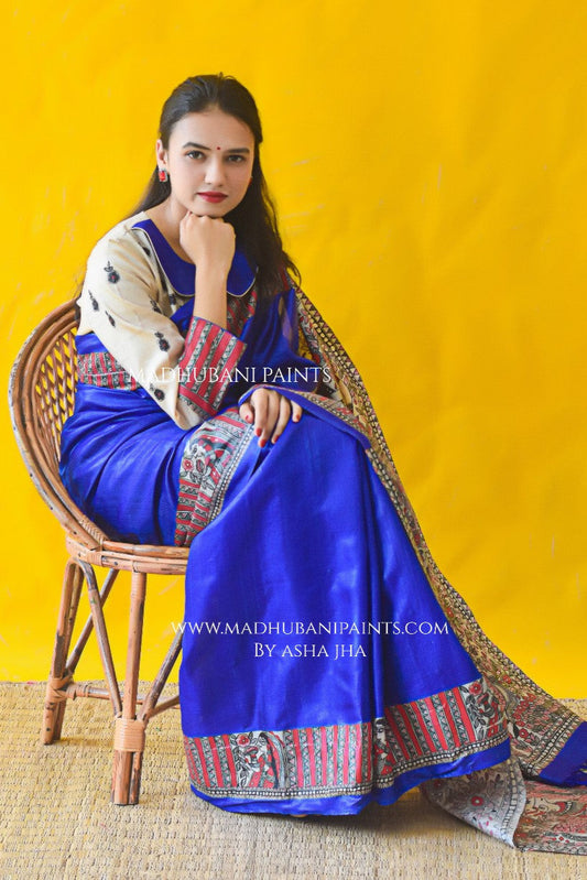 BHAGWATI Hand-painted Tussar Silk Saree