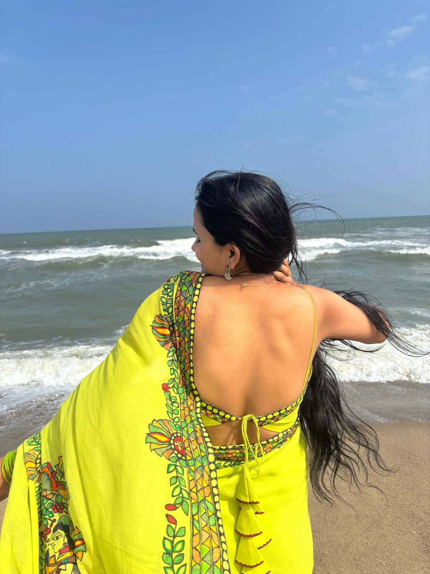 MRIDULA Handpainted Madhubani Georgette Saree Blouse Set