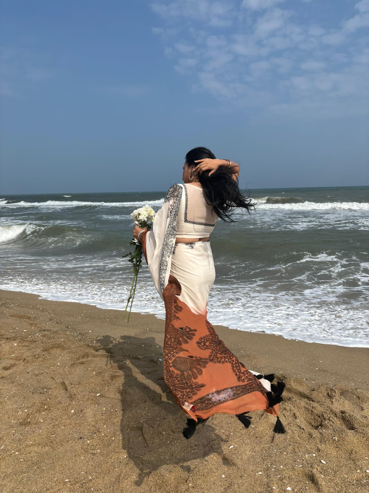 KASTURI Handpainted Madhubani Georgette Saree