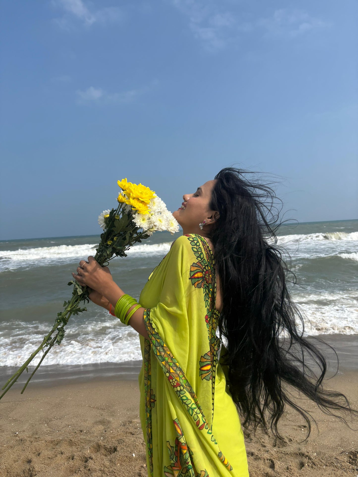 MRIDULA Handpainted Madhubani Georgette Saree