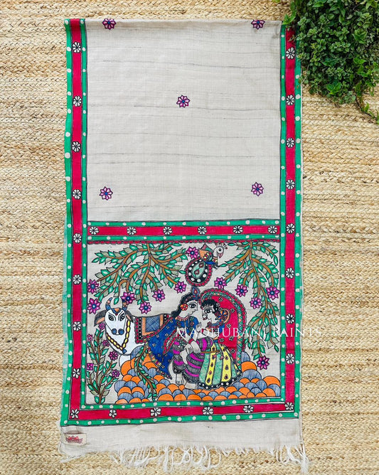 Radha Krishna Vrindavan Tussar Silk Stole