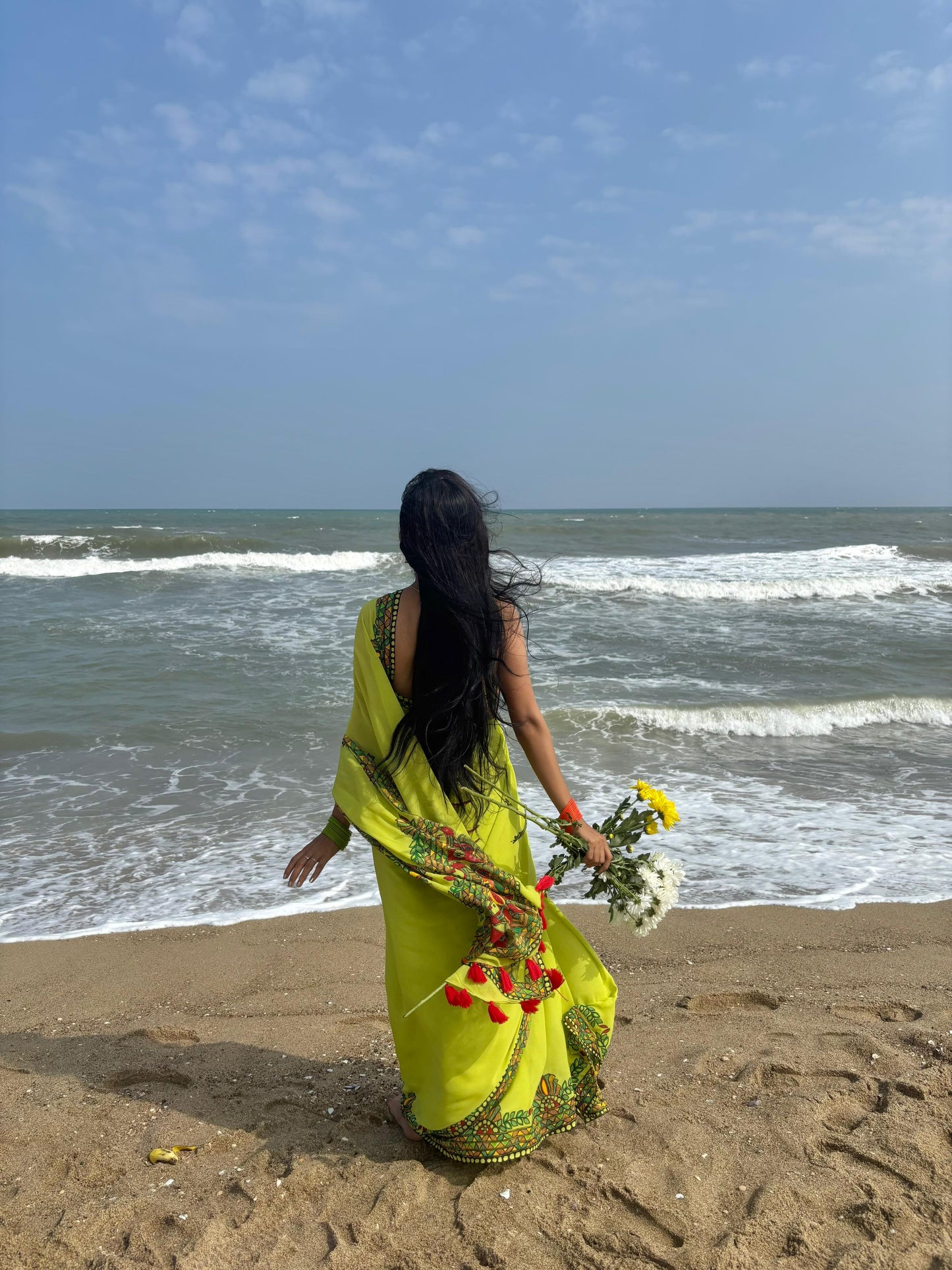 MRIDULA Handpainted Madhubani Georgette Saree
