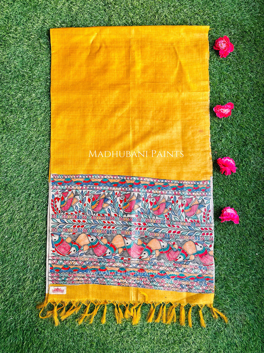 Surmai Mayur Border Tussar Silk Stole
