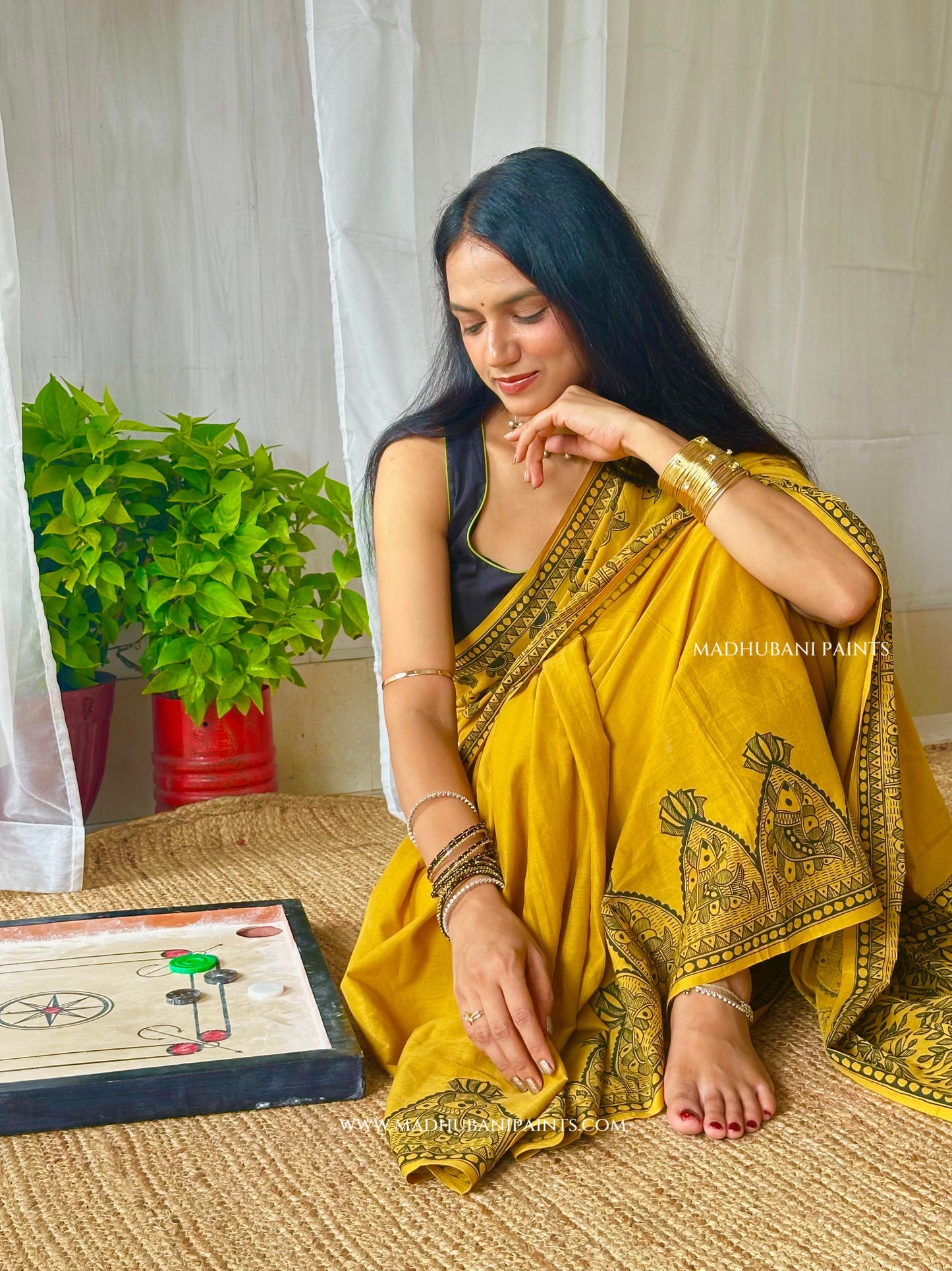 SAGAR Handpainted Madhubani Cotton Saree