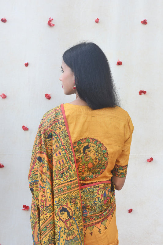 'RAMAYANA' Handpainted Madhubani Tussar Silk Blouse