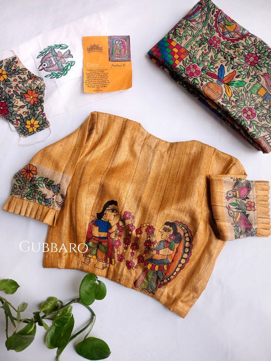 Handpainted 'Sita Maa Swayamvara' Madhubani Blouse