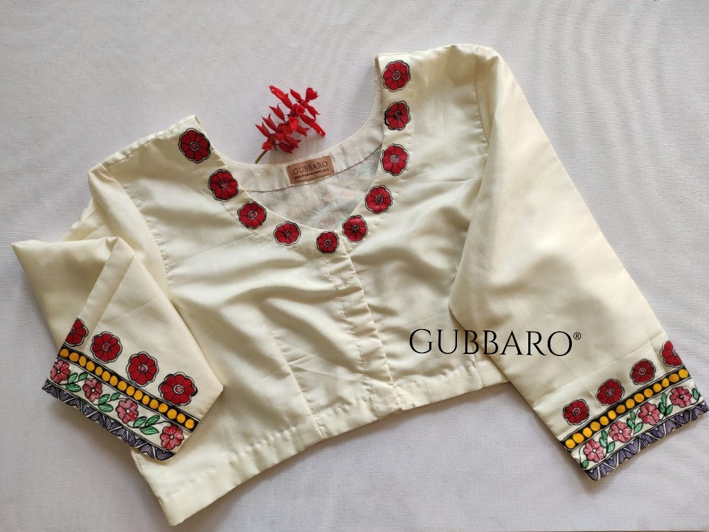 'GOLOKA' Handpainted Madhubani Bishnupuri Silk Blouse