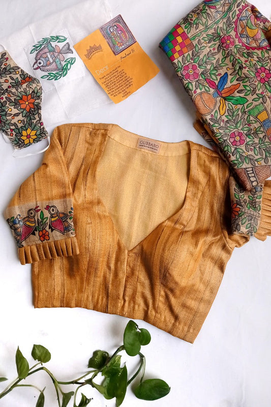 Handpainted 'Sita Maa Swayamvara' Madhubani Blouse