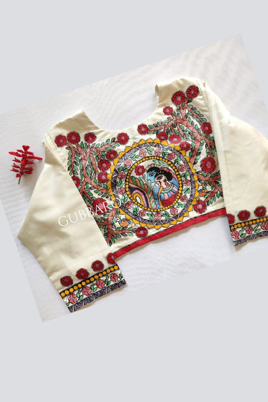 'GOLOKA' Handpainted Madhubani Bishnupuri Silk Blouse