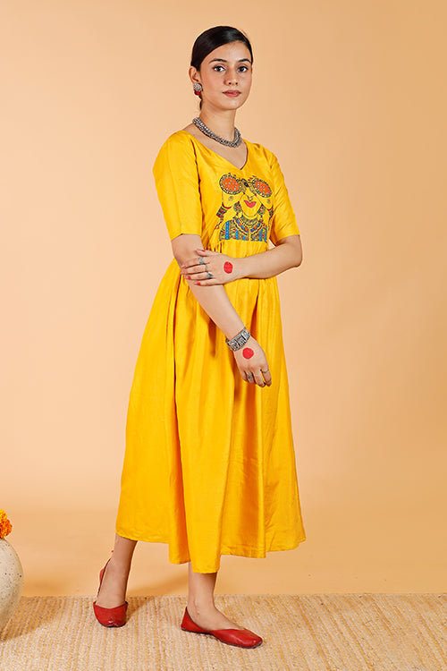 'Dolly's Doorbeen' Handpainted Madhubani Dress