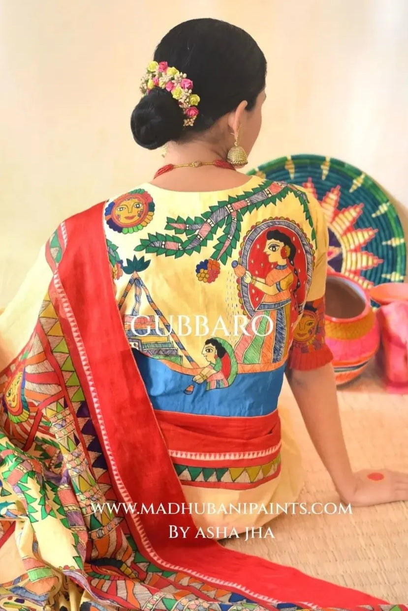 Chhath Puja Hand painted Cotton Blouse