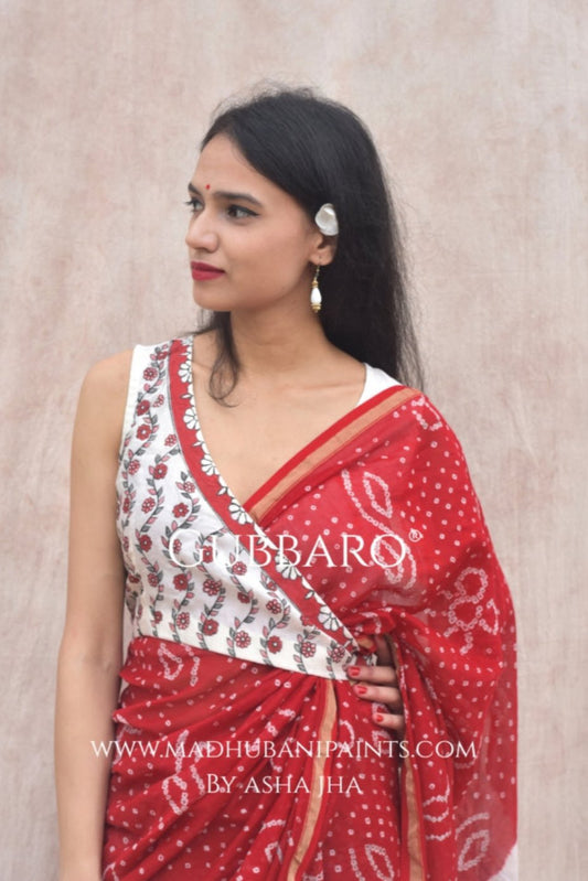 'ANANTAA' Handpainted Madhubani Chanderi Silk Blouse