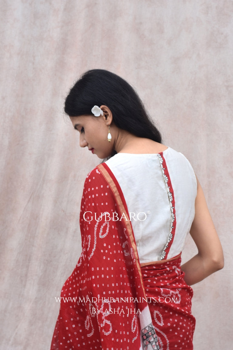 'ANANTAA' Handpainted Madhubani Chanderi Silk Blouse