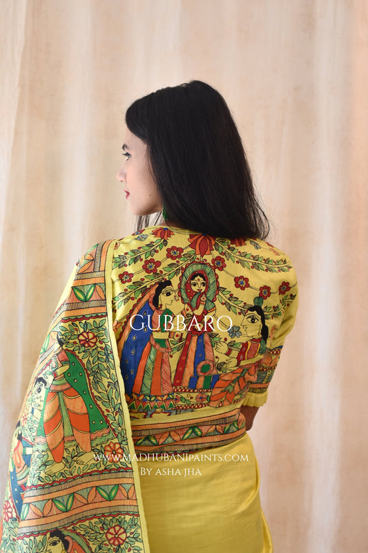 'CHUMAUN' Handpainted Madhubani Bishnupuri Silk Blouse