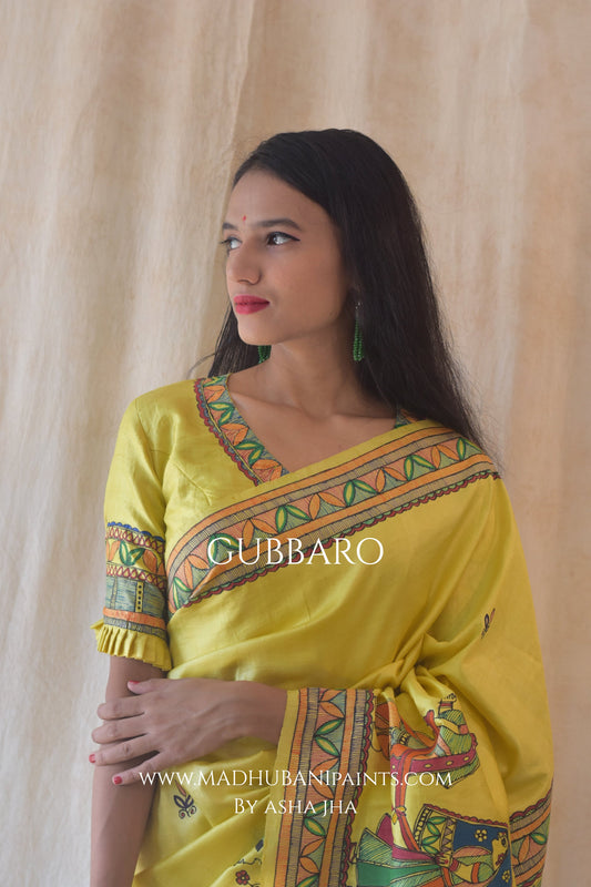 'CHUMAUN' Handpainted Madhubani Bishnupuri Silk Blouse