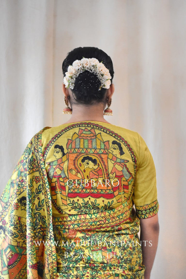 'GAUNA' Handpainted Madhubani Tussar Silk Saree