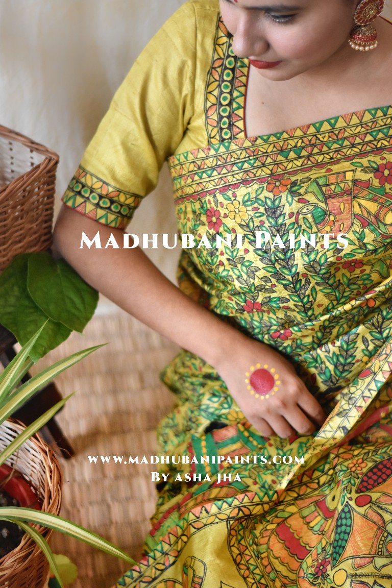 'GAUNA' Handpainted Madhubani Tussar Silk Blouse