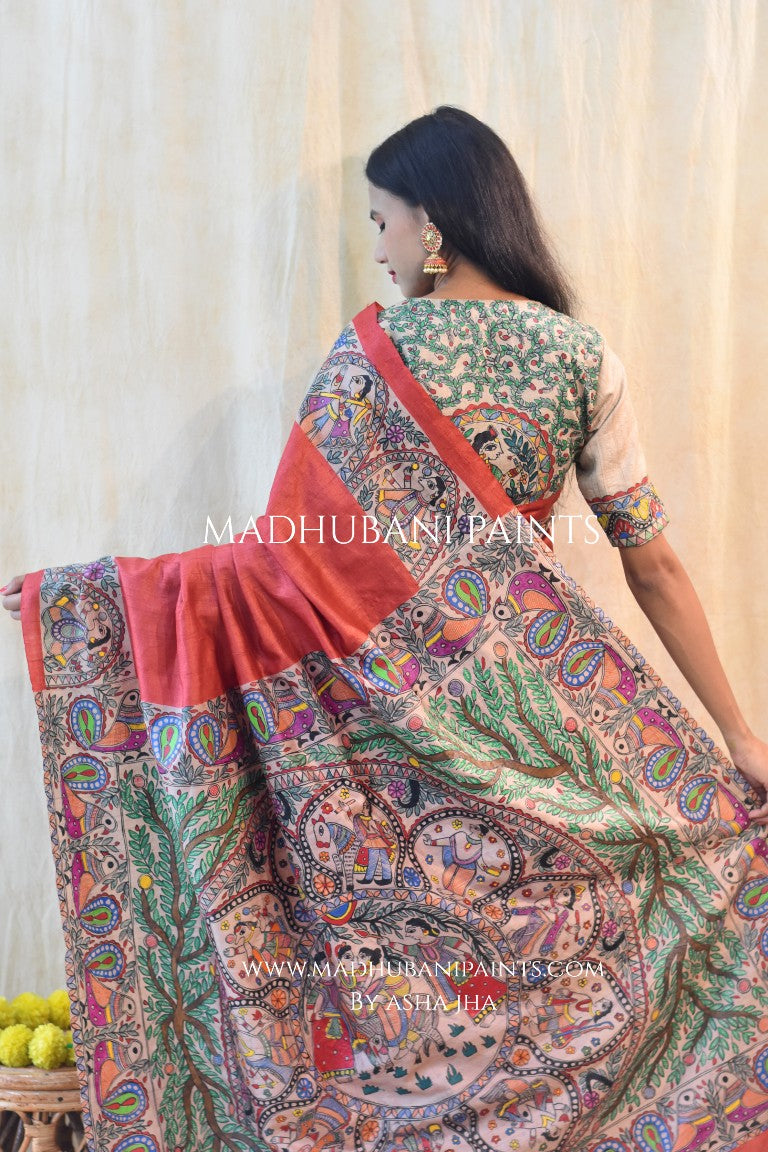 'HARI PRIYA' Handpainted Madhubani Tussar Silk Blouse