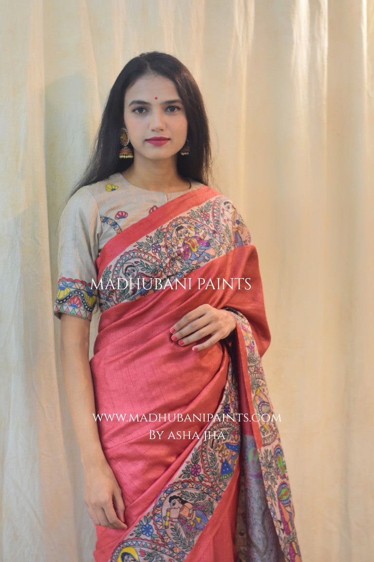 'HARI PRIYA' Handpainted Madhubani Tussar Silk Blouse